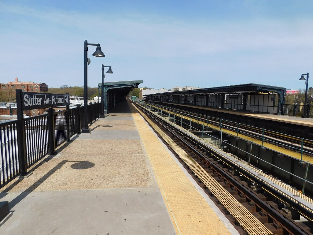 The Sutter Avenue–Rutland Road subway station in Brownsville, Brooklyn