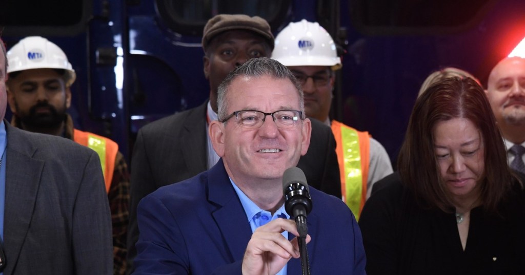 Assemblymember Michael Reilly of Staten Island at a Staten Island Railway event in 2023