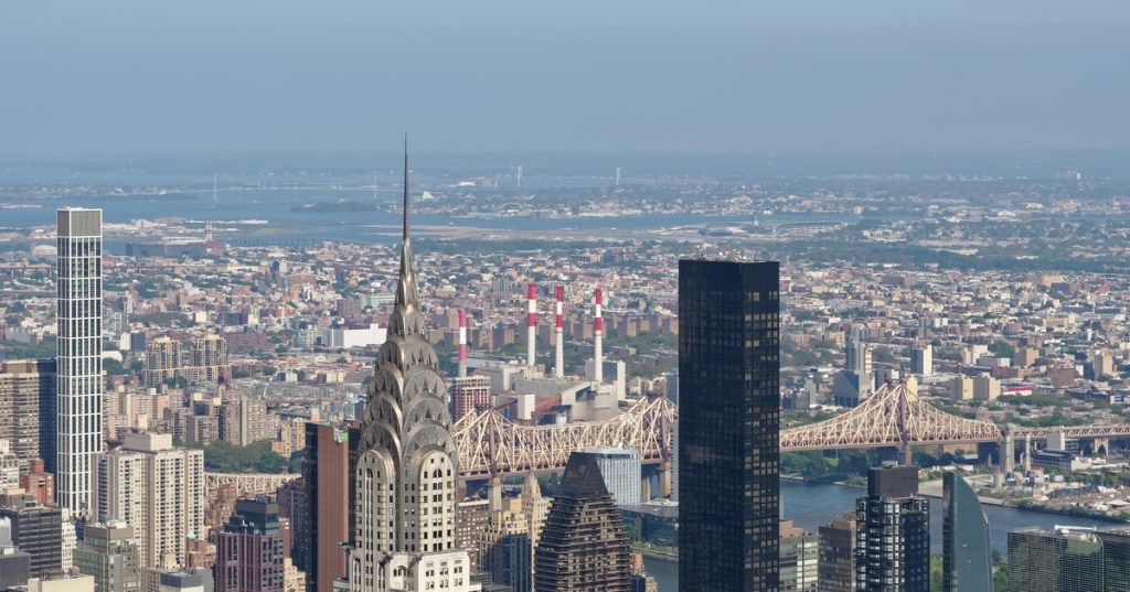 The Chrysler Building, seen from the Empire State Building in October 2023